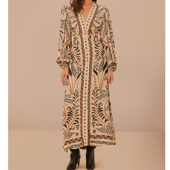 FARM Rio Dresses & Skirts - NWT | FARM Rio Sand Classic Nature Maxi Dress | Size L